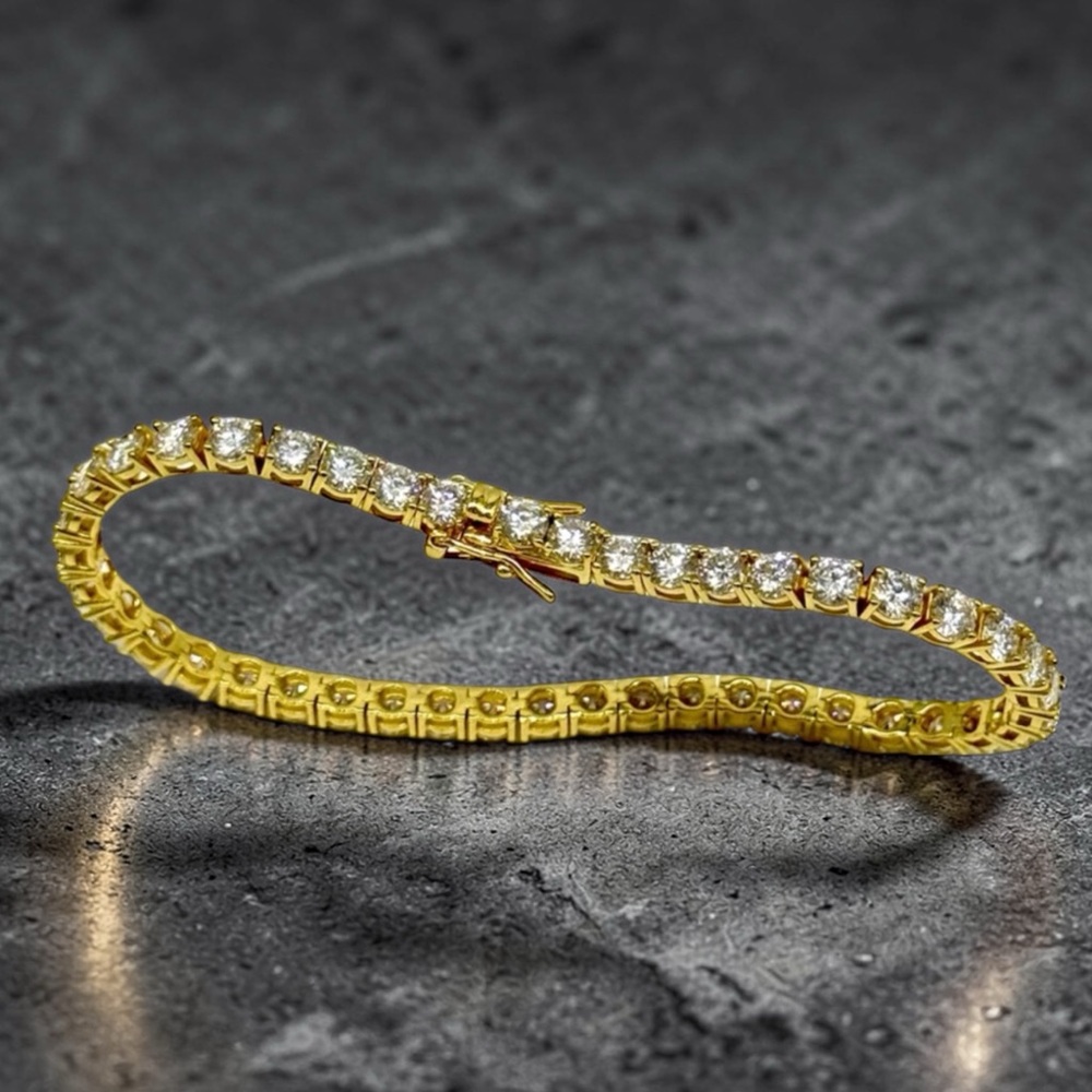 18K Gold Plated, 14.40CTW Moissanite Tennis Bracelet